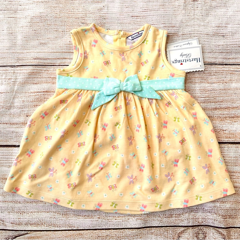 NWT Hartstrings Yellow Butterfly & Floral Knit Dress in Girl’s 3-6M